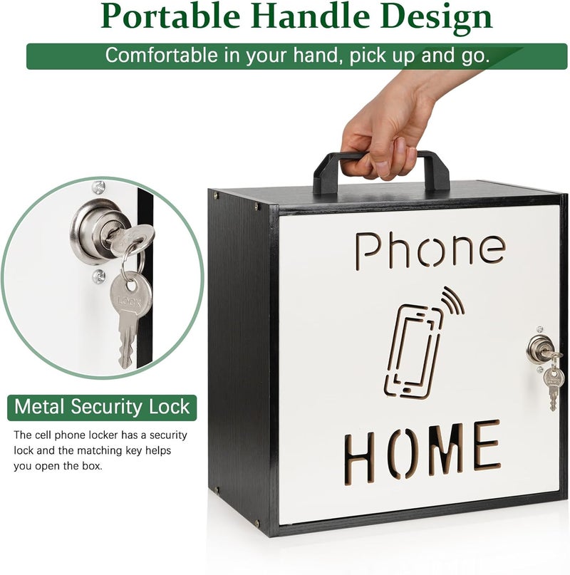 Echaprey Cell Phone Holder Classroom Adjustable 33 Slots Pocket Chart Wooden Cell Phone Storage Cabinet with Handle and Lock Desktop Cell Phone Holder for Classroom Office (Black) - Image 3